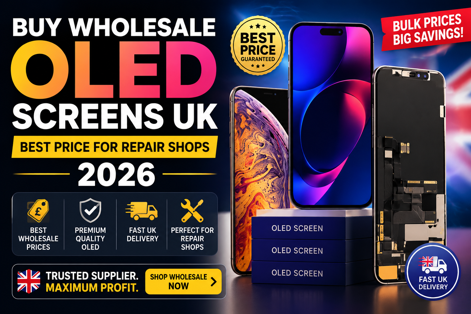 Buy Wholesale OLED Screens UK — Best Price for Repair Shops 2026
