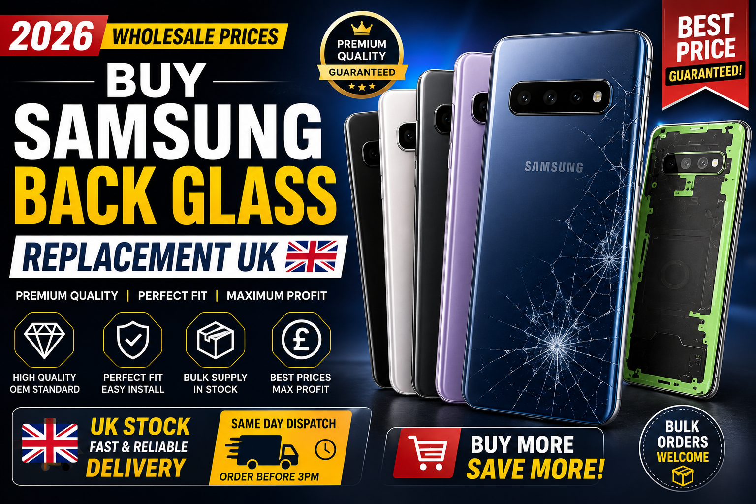 Buy Samsung Back Glass Replacement UK — Wholesale Price 2026