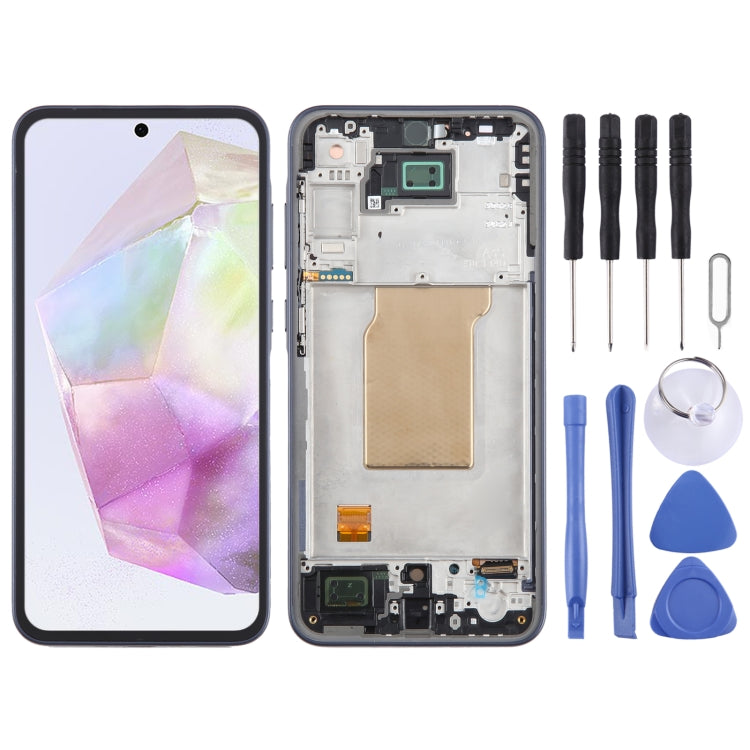 LCD Screen Digitizer Full Assembly with Frame, For Samsung Galaxy A25 SM-A256B, For Samsung Galaxy A15 5G SM-A156B, For Samsung Galaxy A35 SM-A356B, For Samsung Galaxy A05 SM-A055F, For Samsung Galaxy A05s SM-A057F