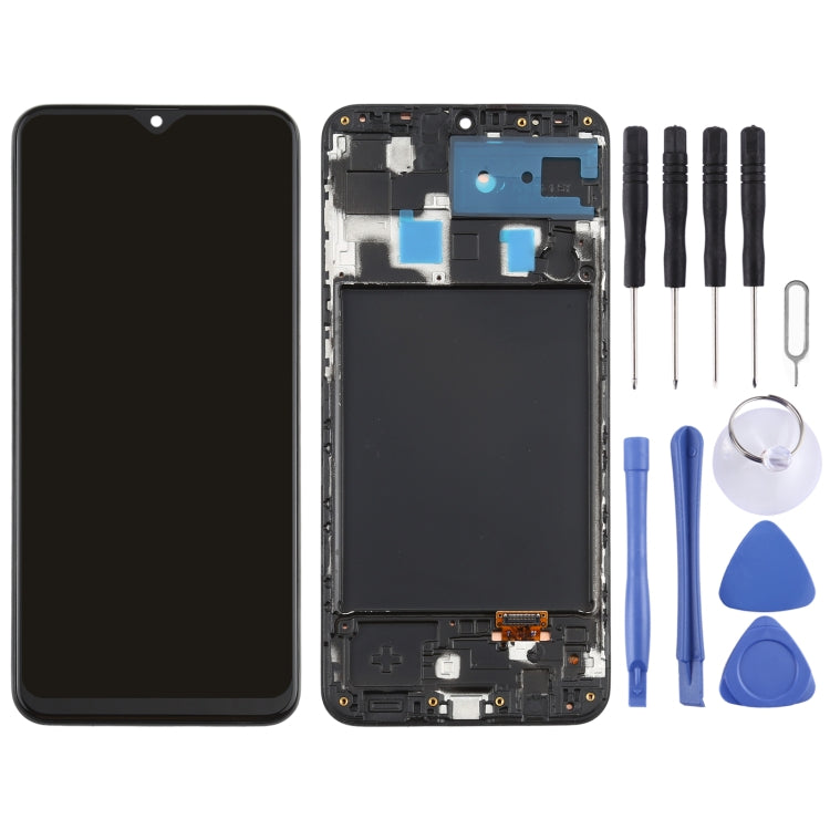 For Samsung Galaxy A20 Super AMOLED Material LCD Screen and Digitizer Full Assembly with Frame