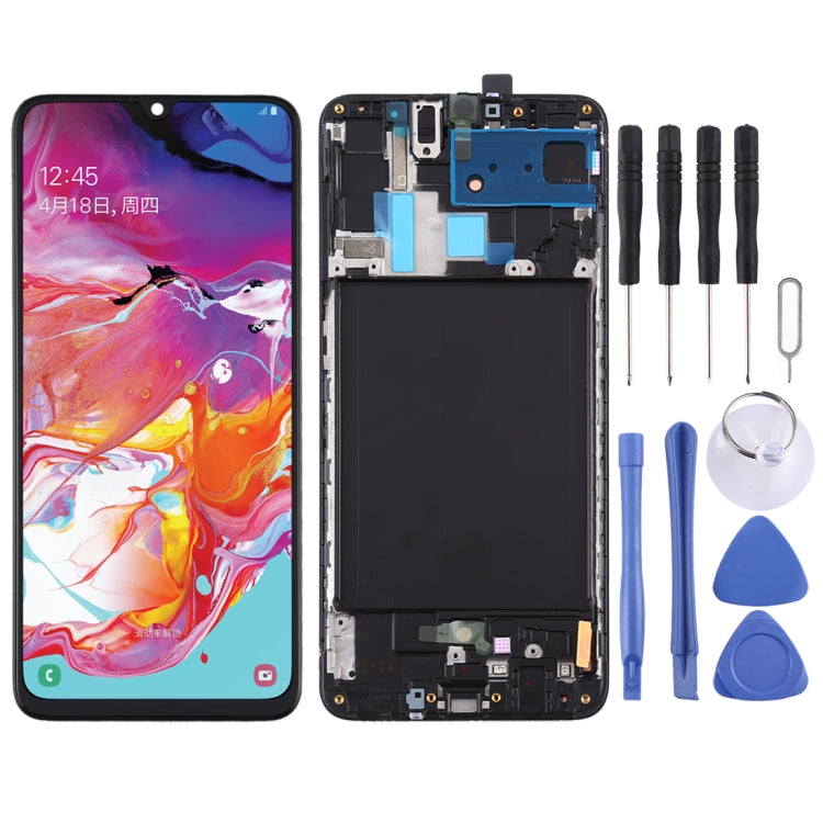 For Samsung Galaxy A70 Super AMOLED Material LCD Screen and Digitizer Full Assembly with Frame