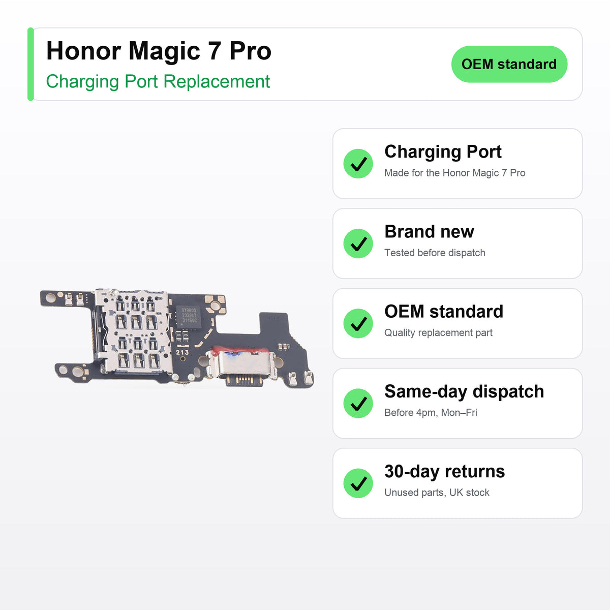 Honor Magic 7 Pro charging port key facts: brand new, tested, same-day UK dispatch