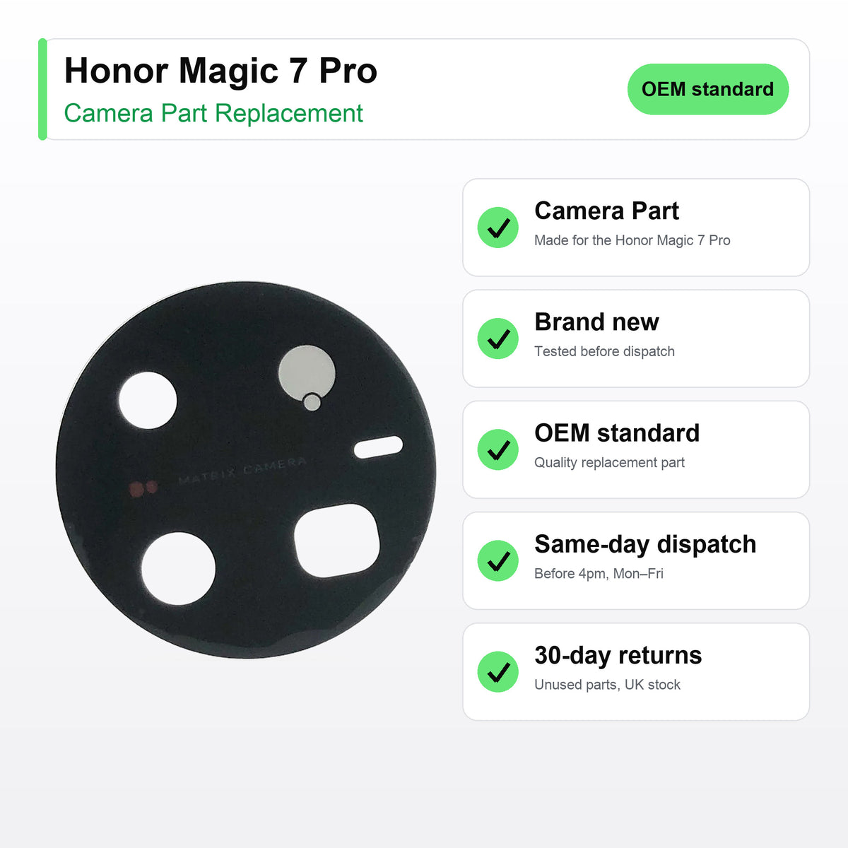 Honor Magic 7 Pro camera lens key facts: brand new, tested, same-day UK dispatch