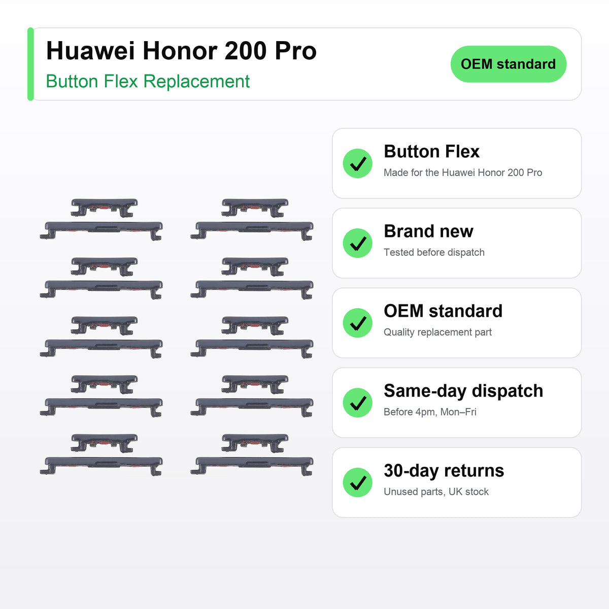 Huawei Honor 200 Pro button flex key facts: brand new, tested, same-day UK dispatch