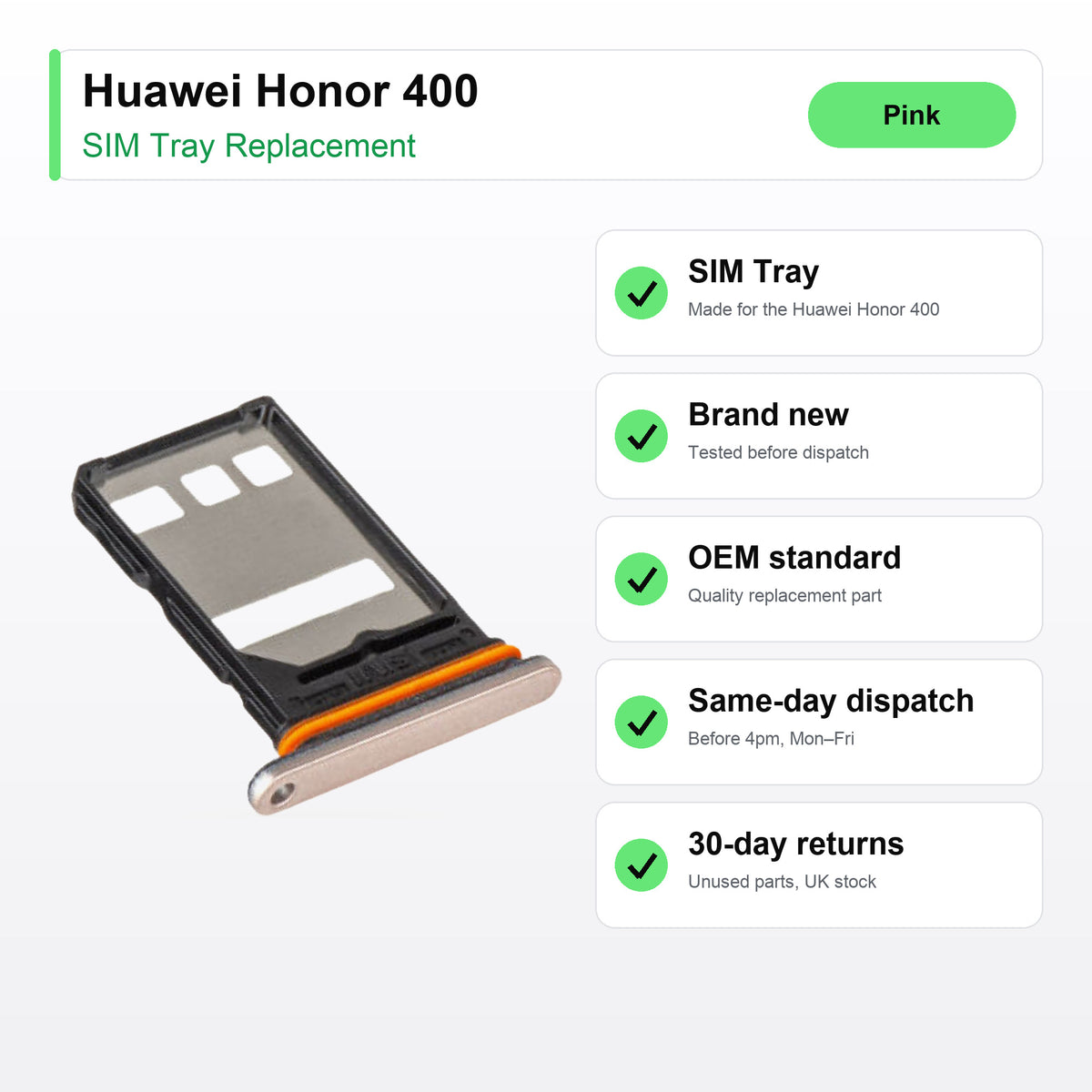 Huawei Honor 400 SIM tray key facts: brand new, tested, same-day UK dispatch