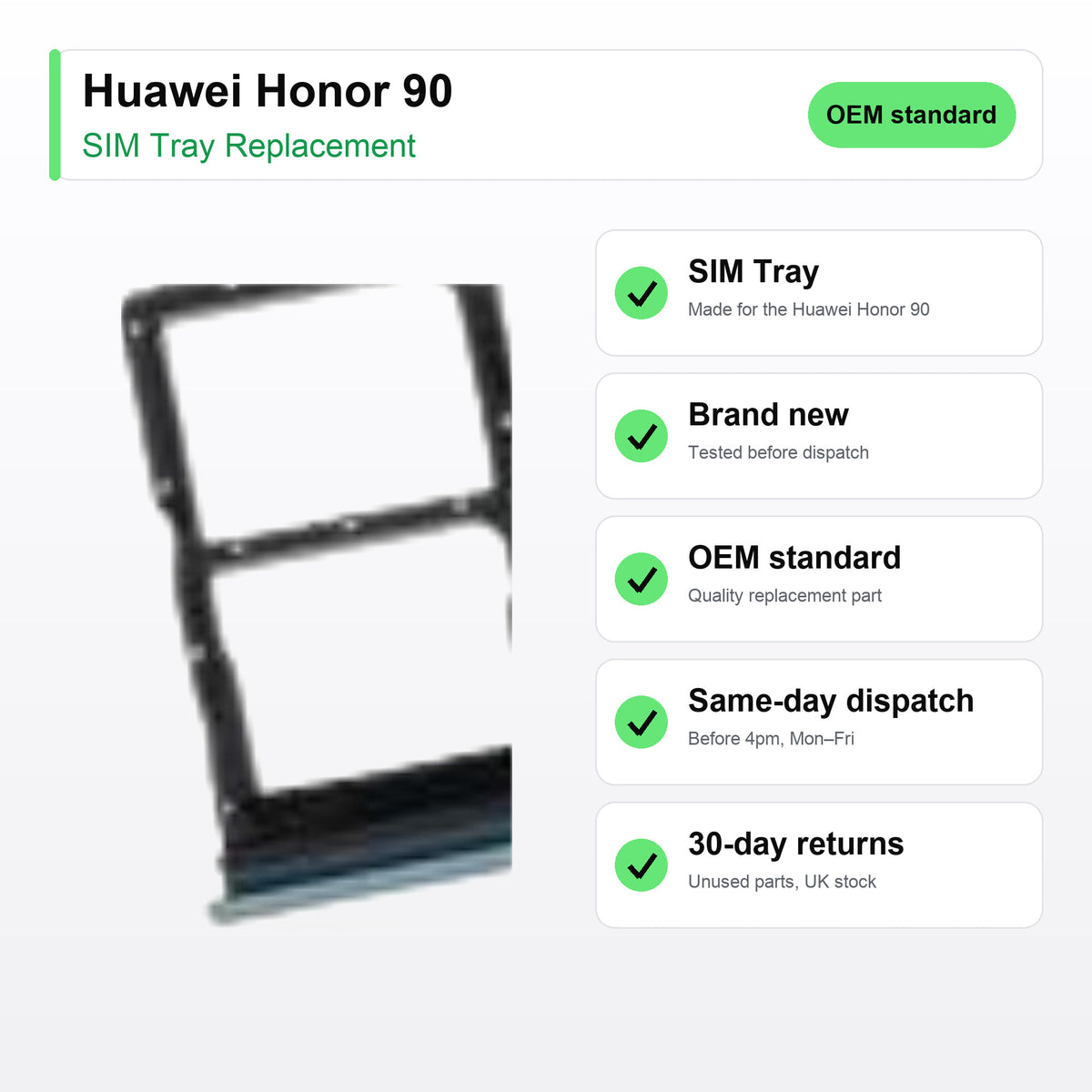 Huawei Honor 90 SIM tray key facts: brand new, tested, same-day UK dispatch