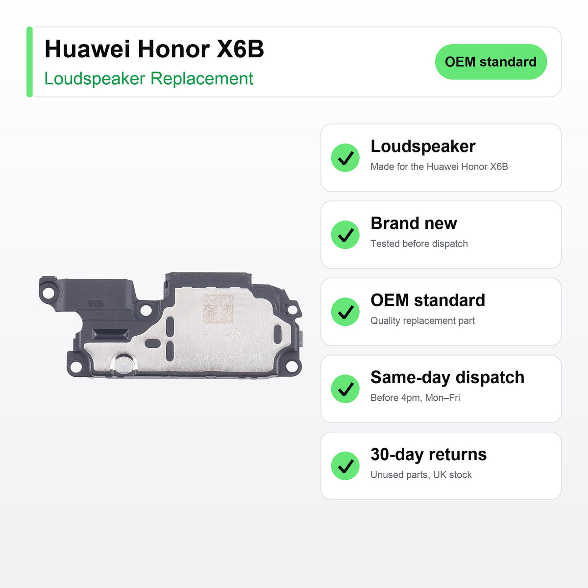 Huawei Honor X6B loudspeaker key facts: brand new, tested, same-day UK dispatch