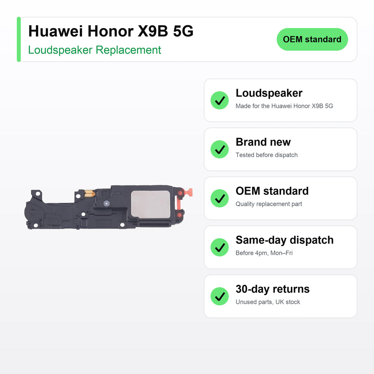Huawei Honor X9B 5G loudspeaker key facts: brand new, tested, same-day UK dispatch