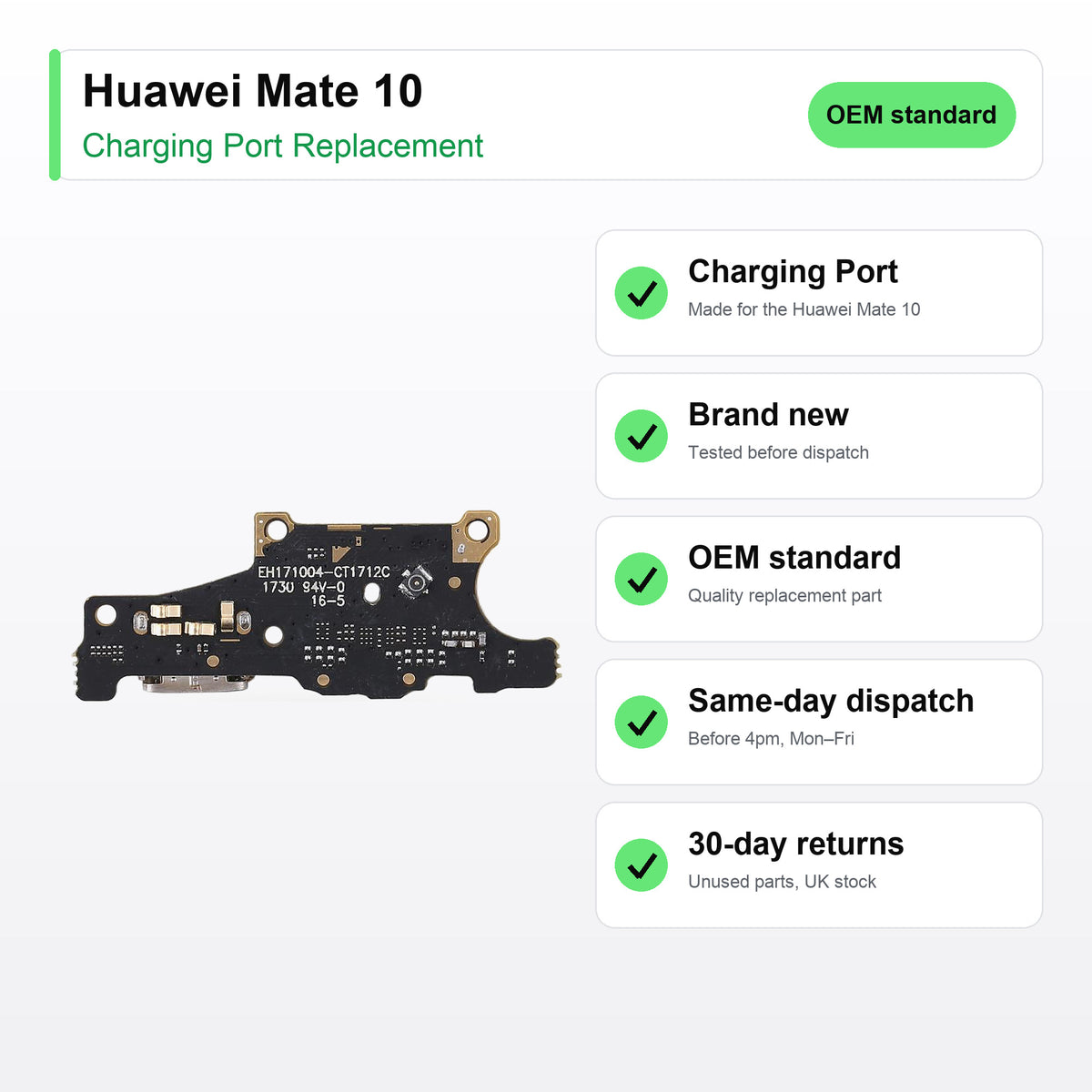 Huawei Mate 10 charging port key facts: brand new, tested, same-day UK dispatch