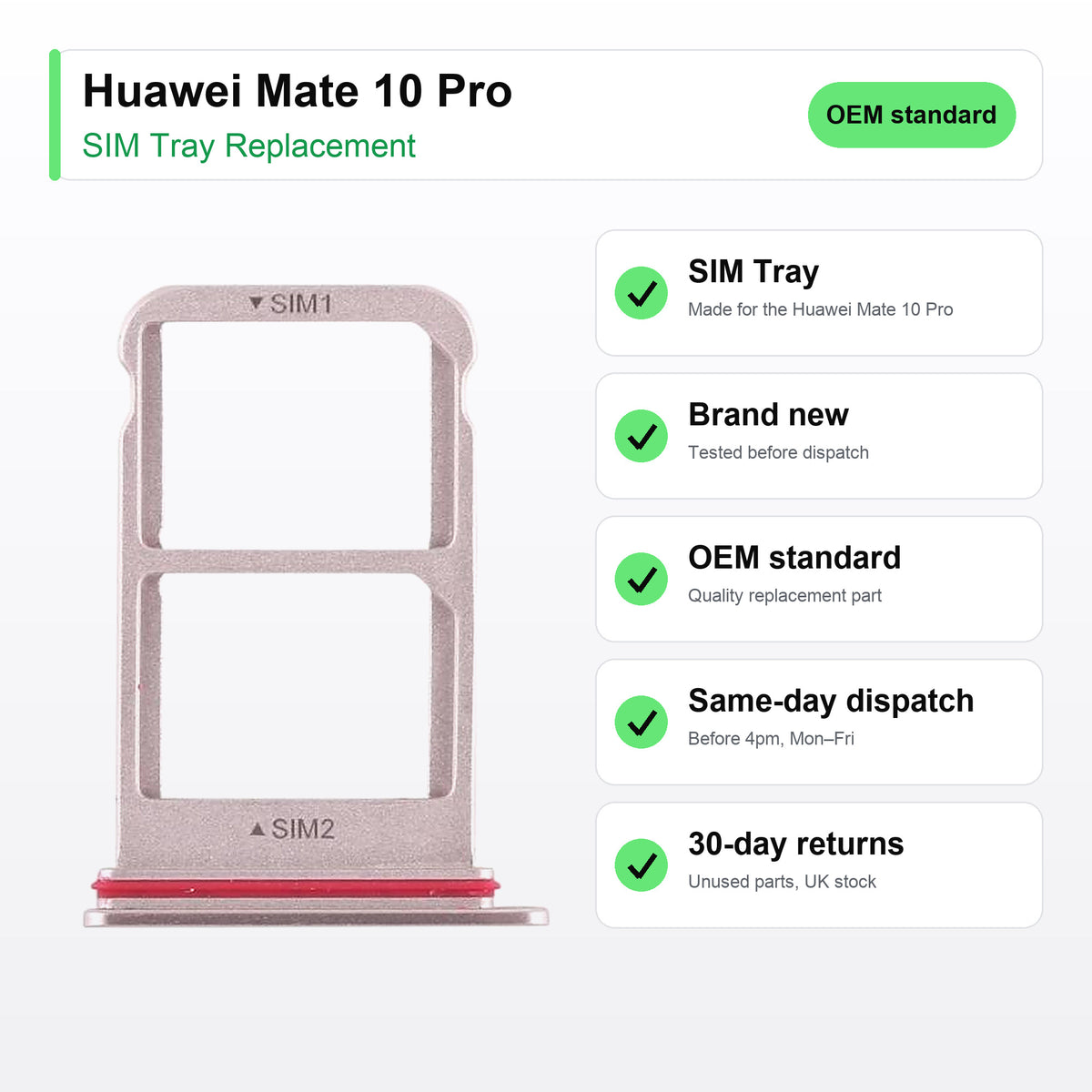 Huawei Mate 10 Pro SIM tray key facts: brand new, tested, same-day UK dispatch