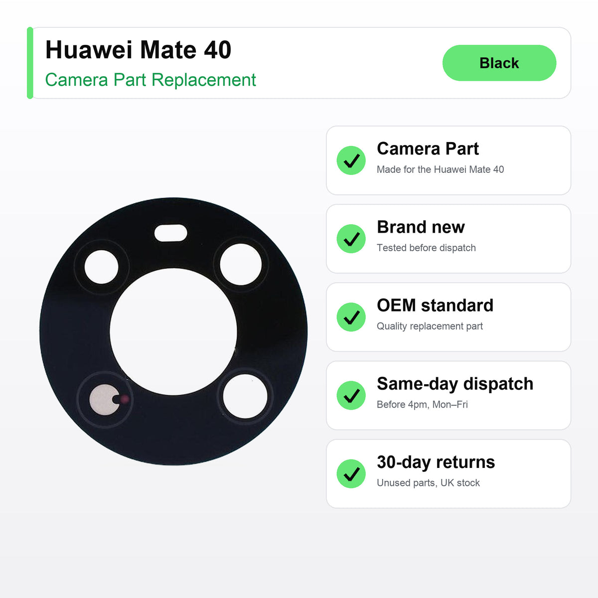 Huawei Mate 40 camera lens key facts: brand new, tested, same-day UK dispatch