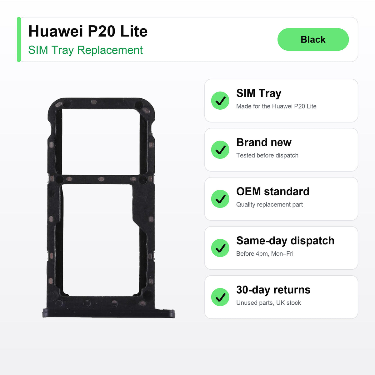 Huawei P20 Lite SIM tray key facts: brand new, tested, same-day UK dispatch