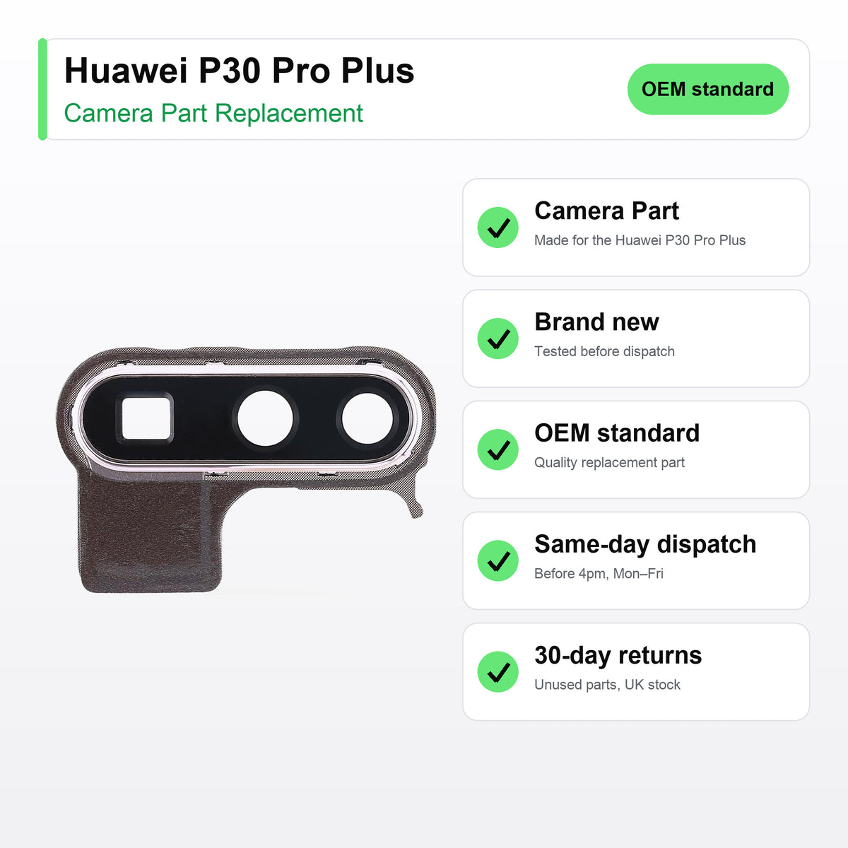 Huawei P30 Pro Plus camera lens key facts: brand new, tested, same-day UK dispatch