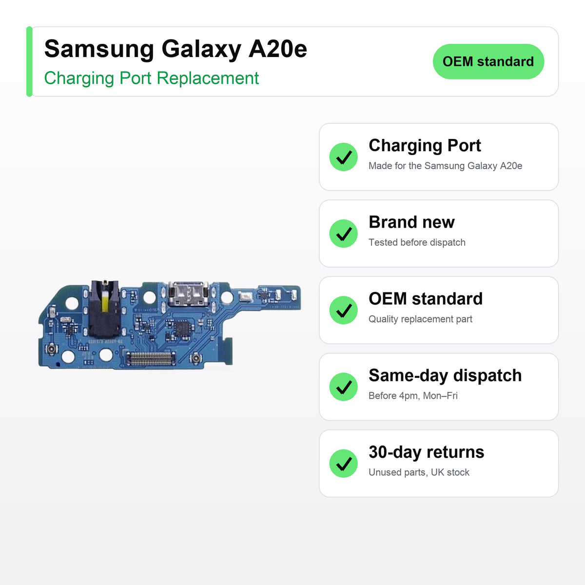 Samsung Galaxy A20e Charging Port Flex Replacement key facts