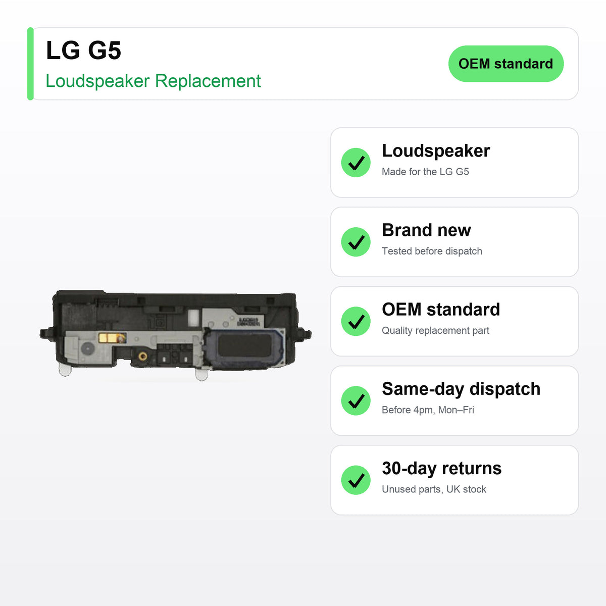 LG G5 Loudspeaker Ringer Buzzer Replacement key facts