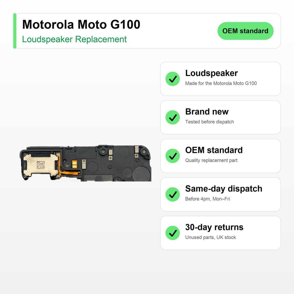 Motorola Moto G100 Loudspeaker Ringer Buzzer Replacement key facts