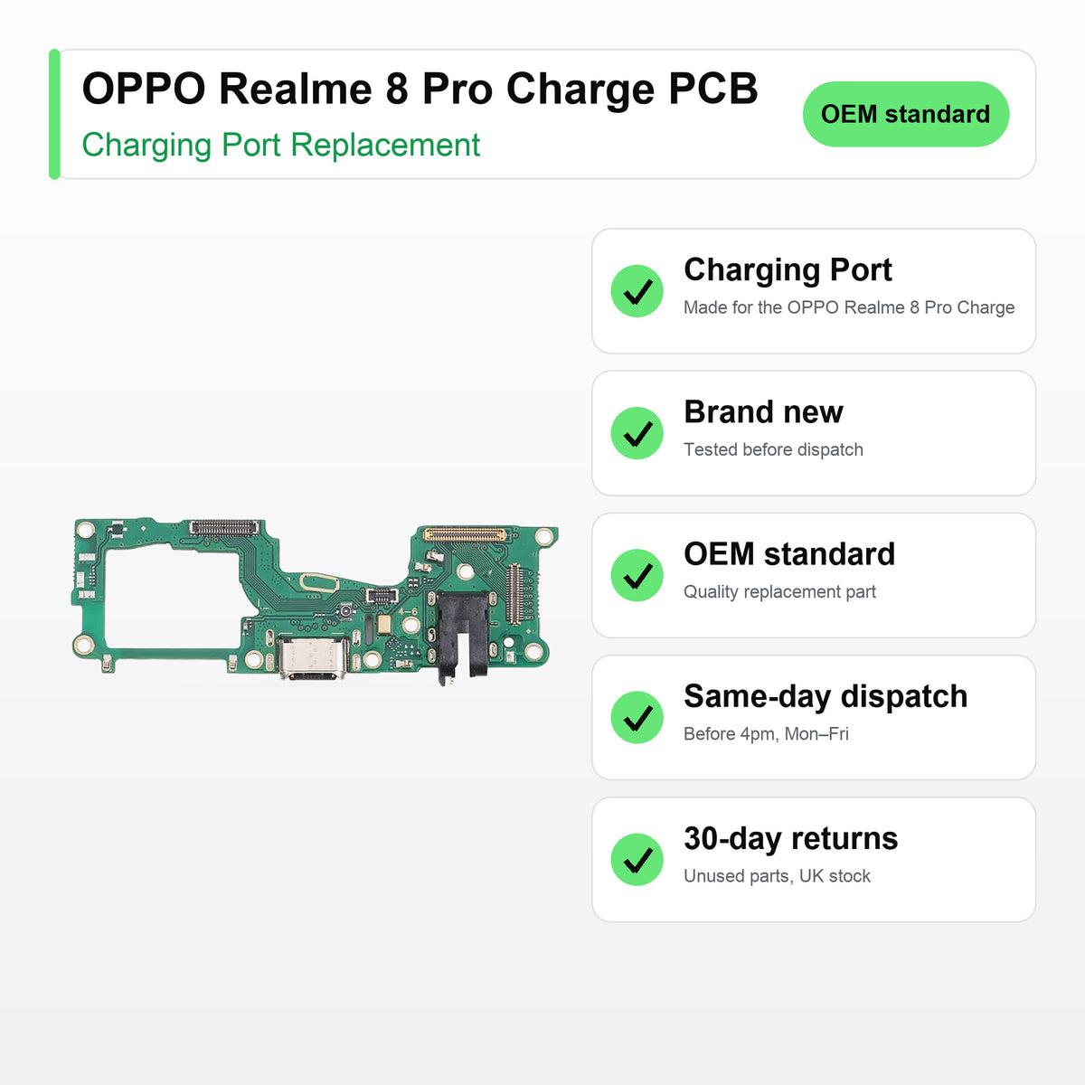 OPPO Realme 8 Pro Charge PCB Charging Port Flex Replacement key facts