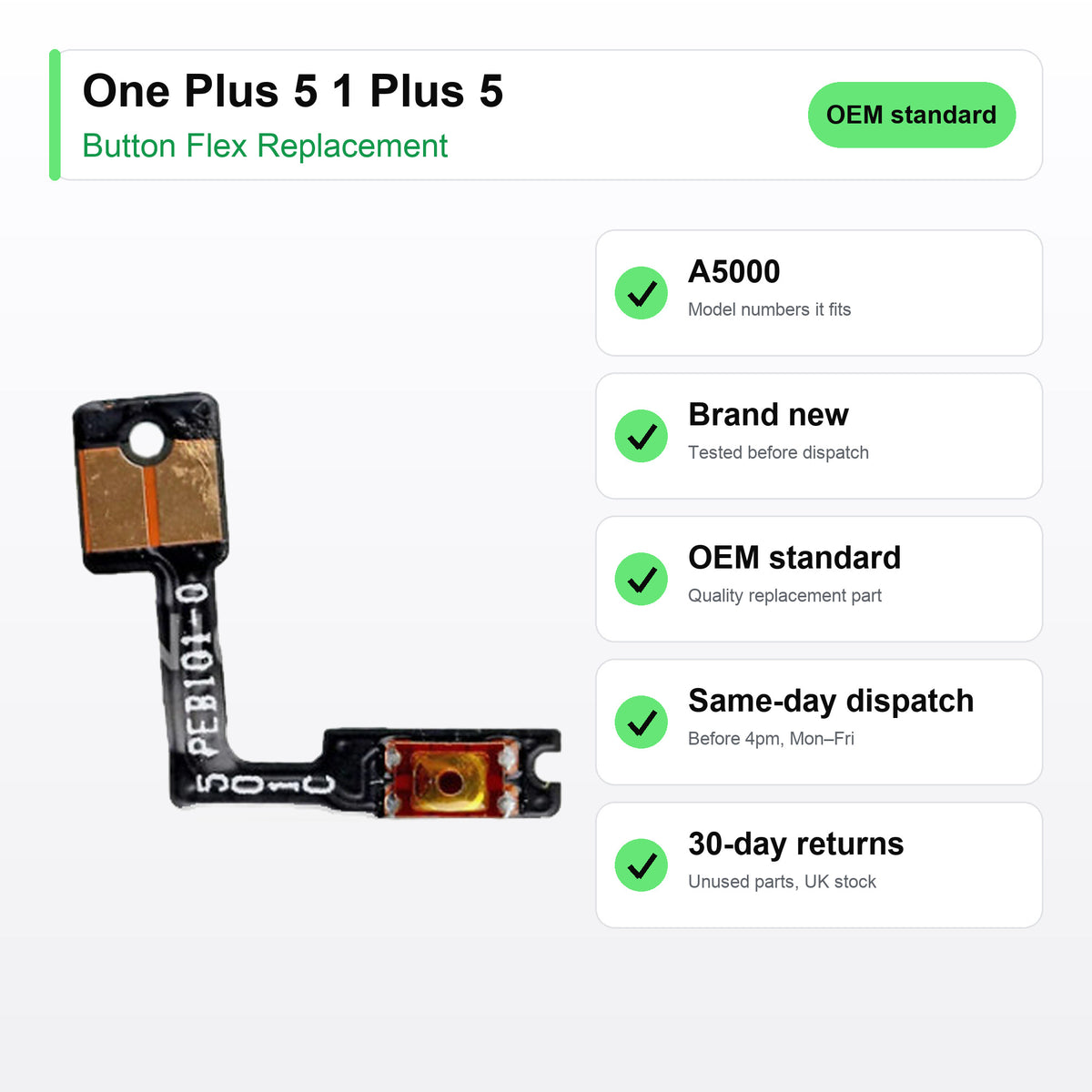One Plus 5 1 Plus 5 Power Button Flex Cable Replacement | A5000 key facts
