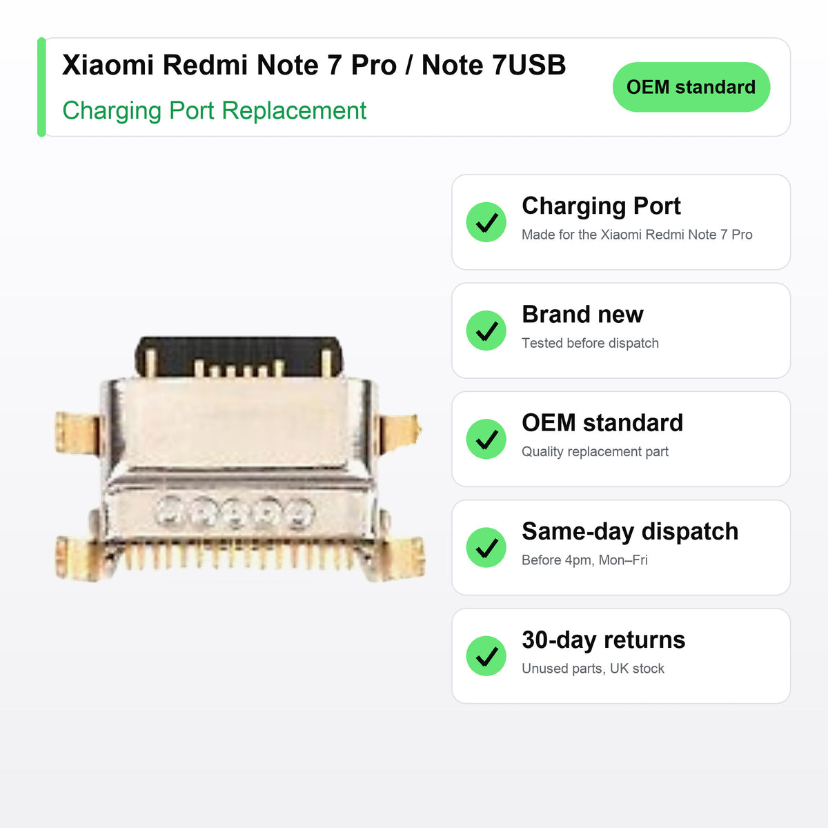 Xiaomi Redmi Note 7 Pro / Note 7USB Charging Port Replacement key facts