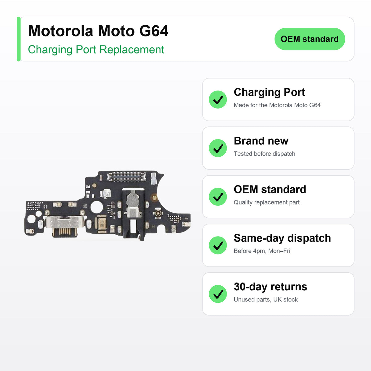 Motorola Moto G64 Charging Port Flex Replacement key facts