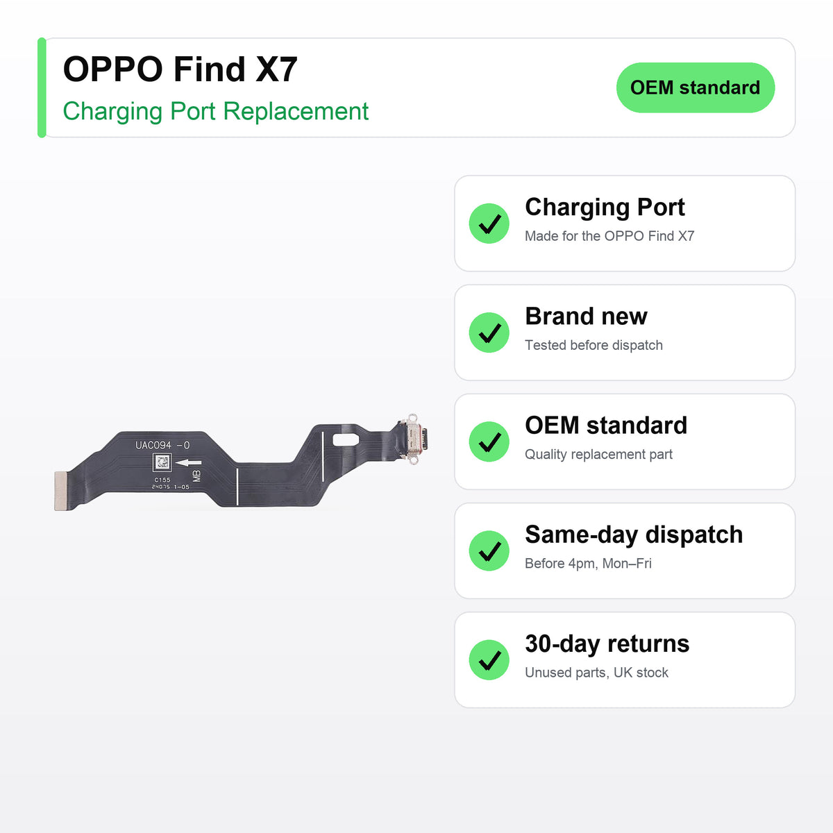 OPPO Find X7 Charging Port Flex Replacement key facts
