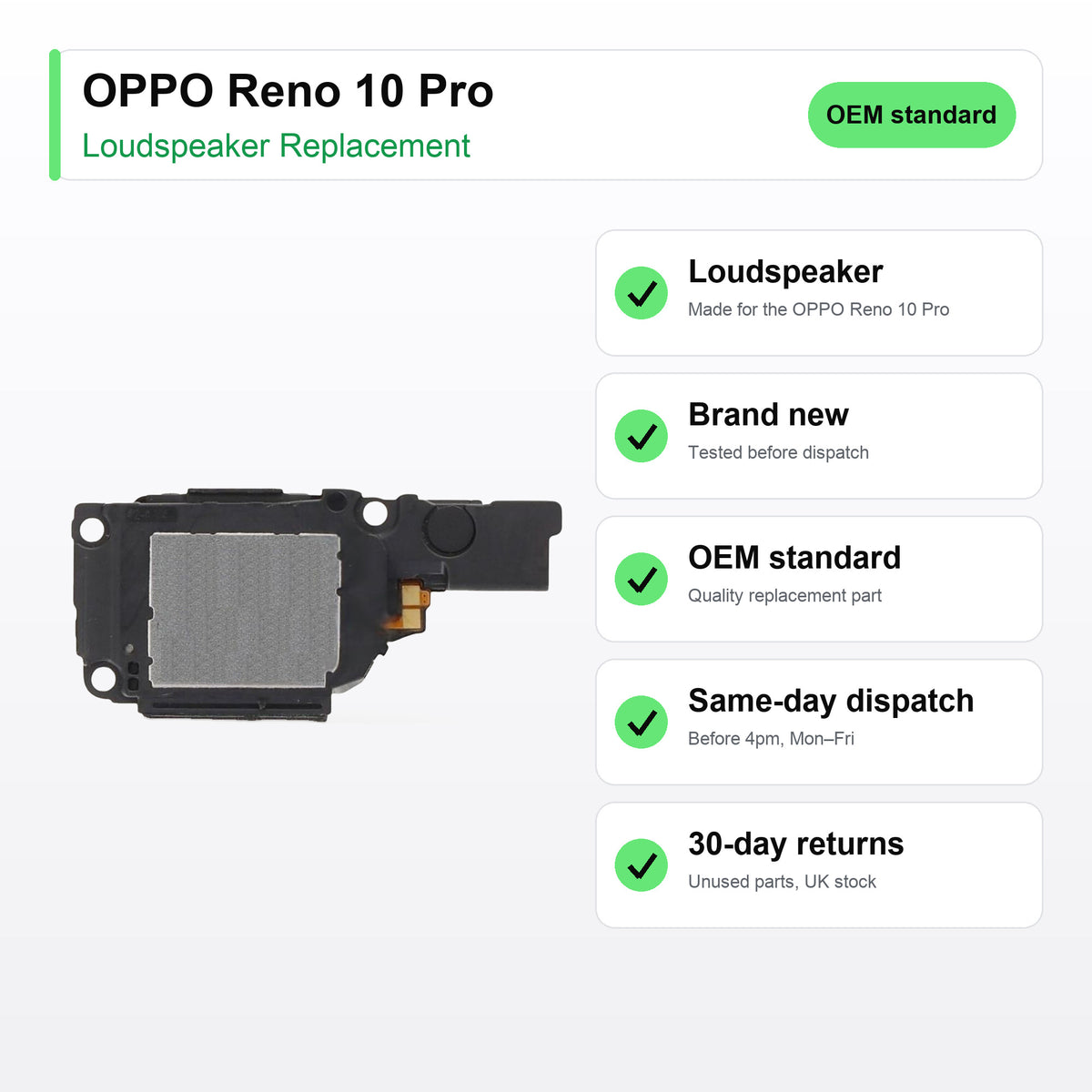 OPPO Reno 10 Pro Loudspeaker Ringer Buzzer Replacement key facts