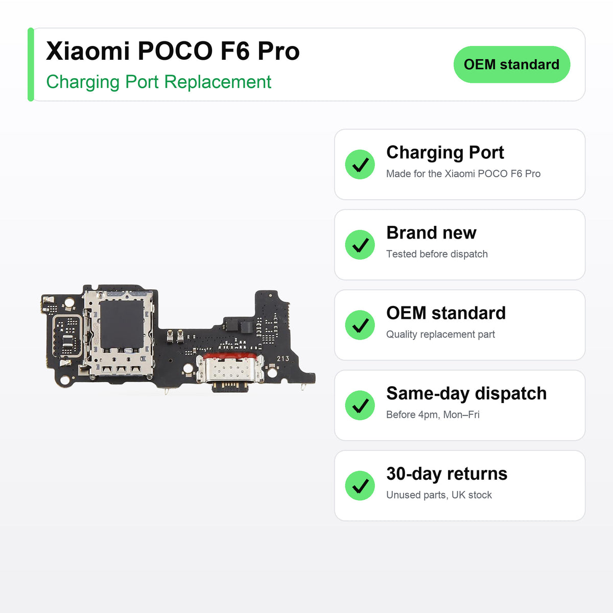 Xiaomi POCO F6 Pro Charging Port Flex Replacement key facts