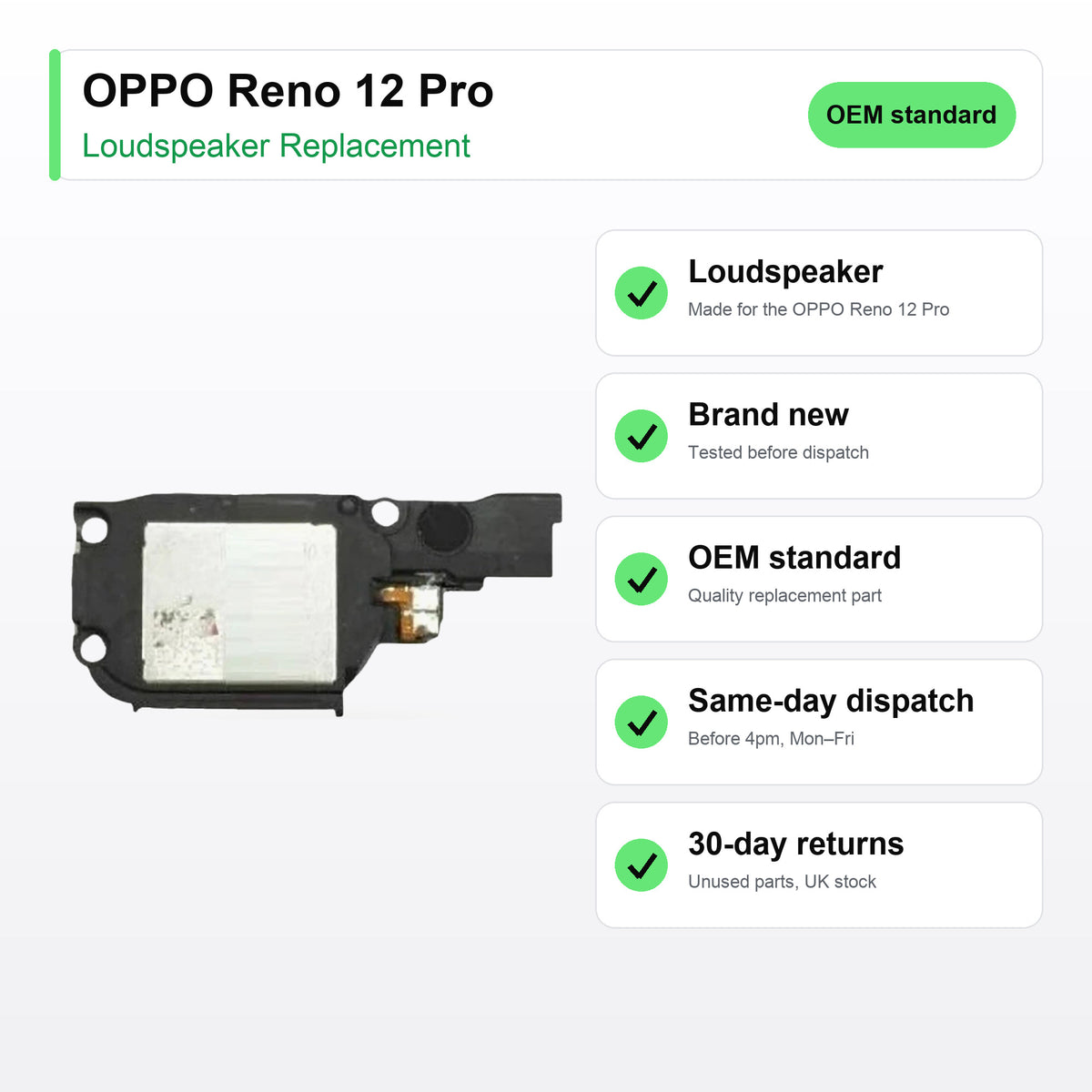 OPPO Reno 12 Pro Loudspeaker Ringer Buzzer Replacement key facts