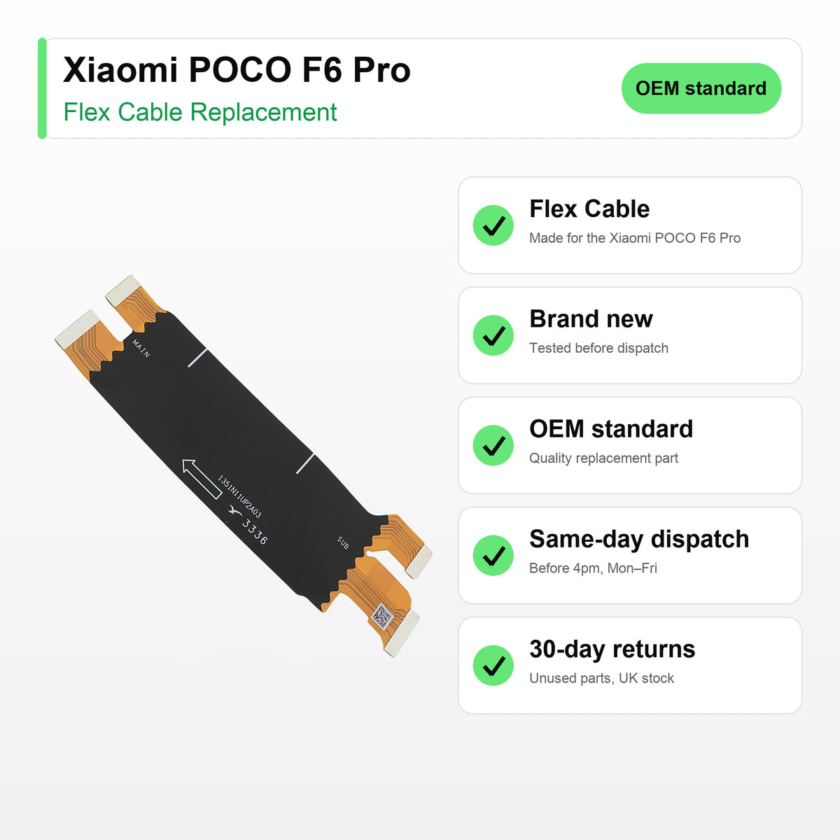 Xiaomi POCO F6 Pro Main Mother Board LCD FLEX Cable Replacement key facts
