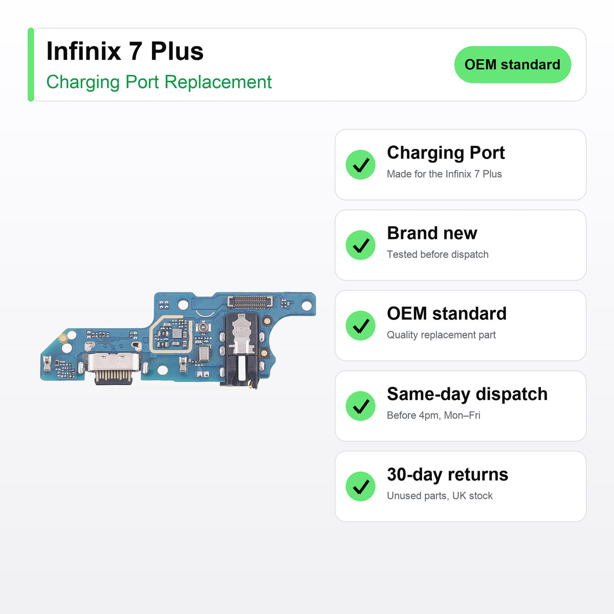 Infinix 7 Plus Charging Port Flex Replacement key facts