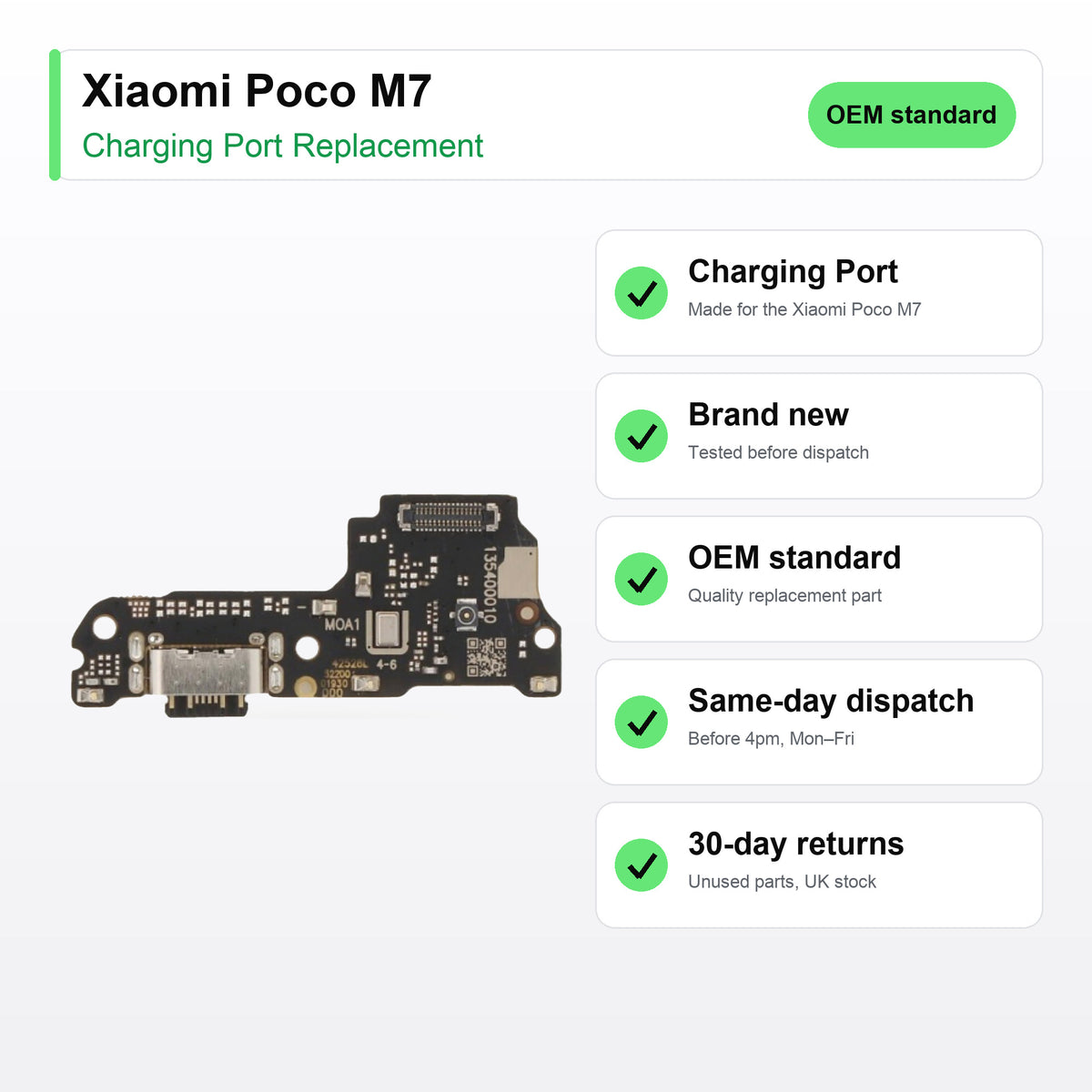 Xiaomi Poco M7 Charging Port Flex Replacement key facts