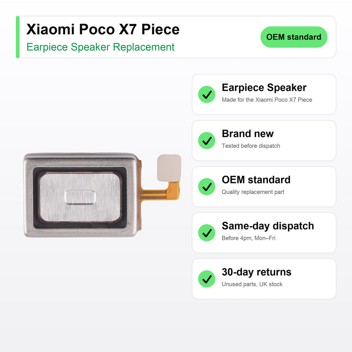 Xiaomi Poco X7 Piece Earpiece Speaker Replacement key facts