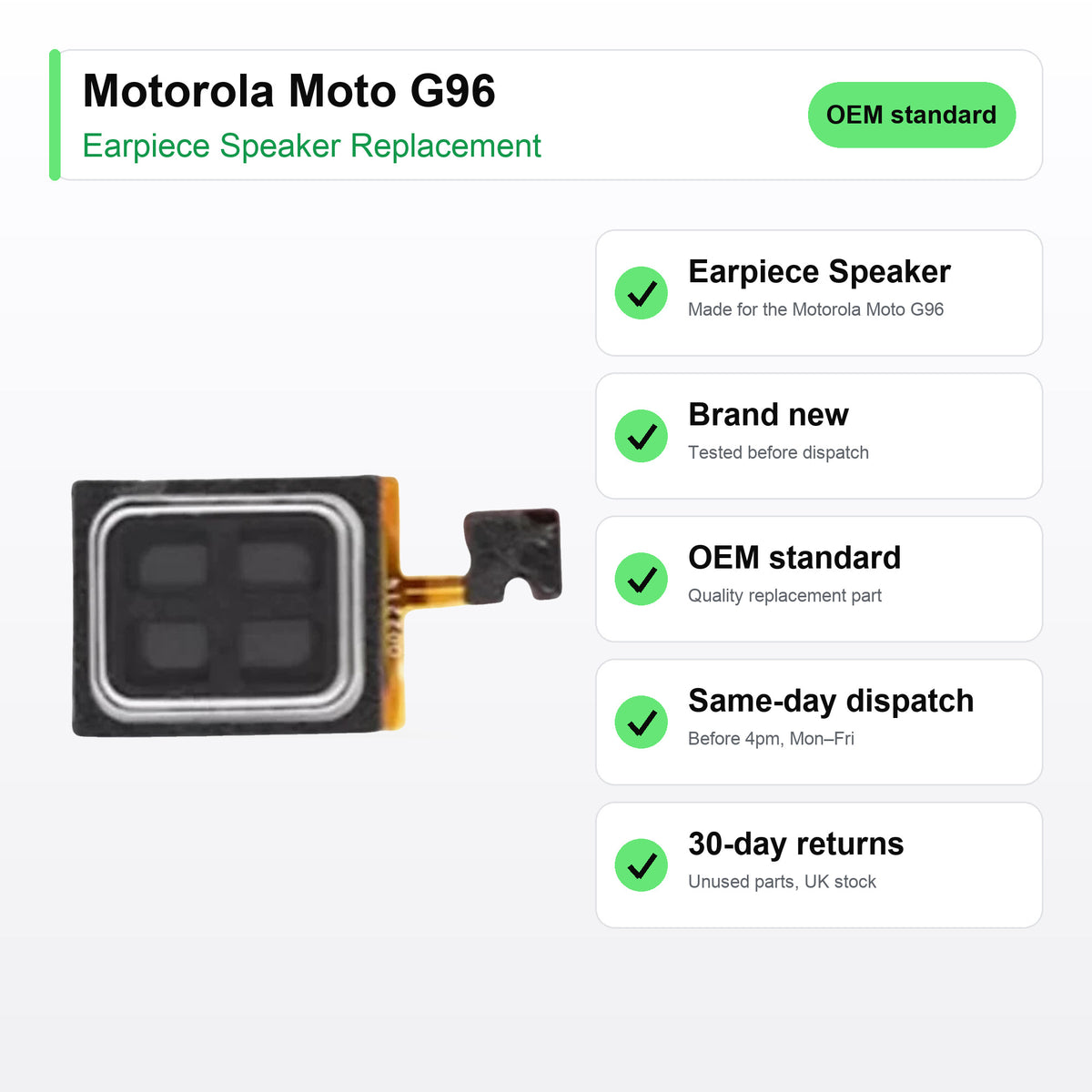 Motorola Moto G96 Earpiece Speaker Replacement key facts