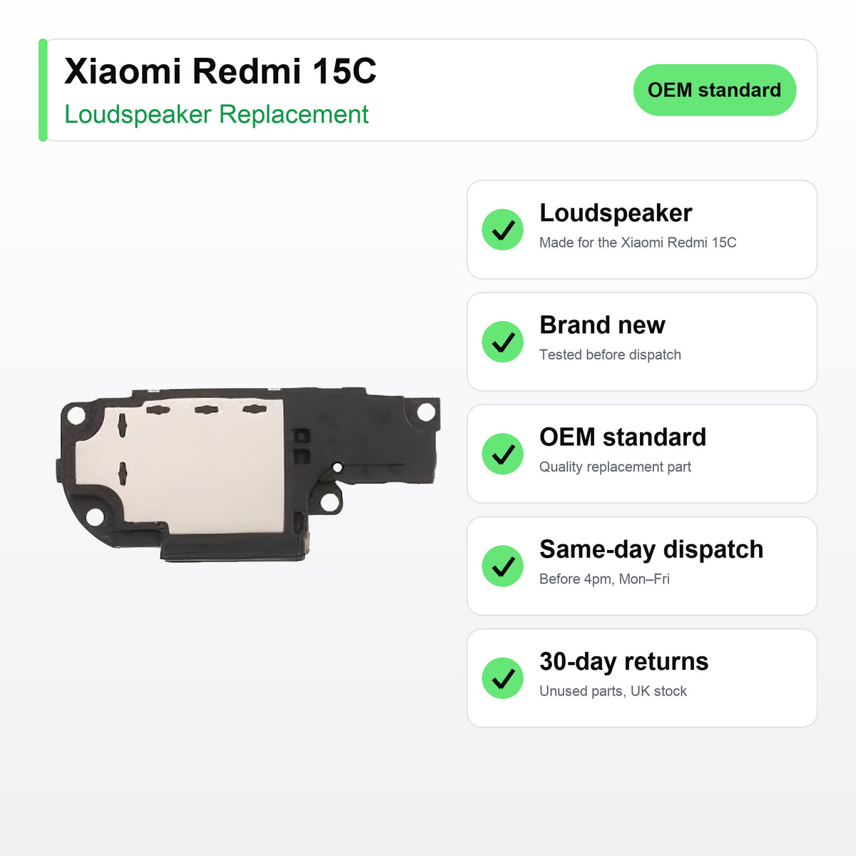 Xiaomi Redmi 15C Loudspeaker Ringer Buzzer Replacement key facts