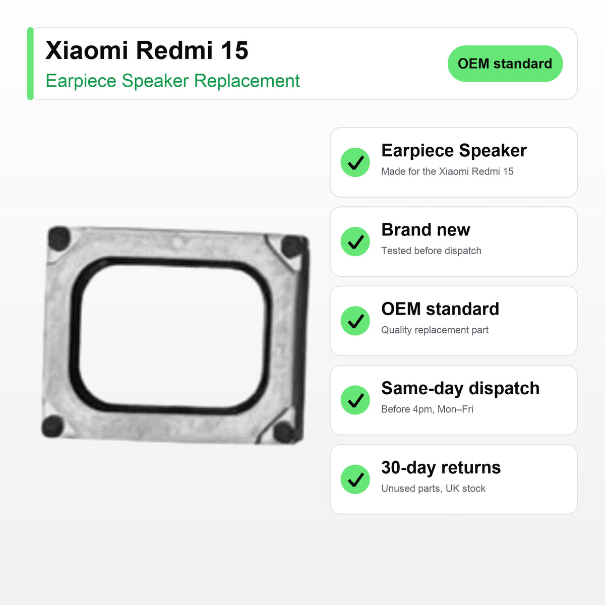 Xiaomi Redmi 15 Earpiece Speaker Replacement key facts