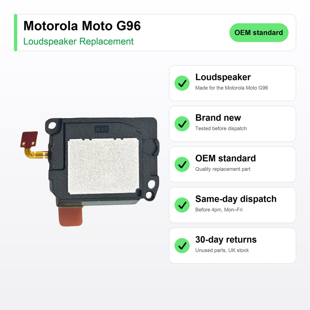 Motorola Moto G96 Loudspeaker Ringer Buzzer Replacement key facts