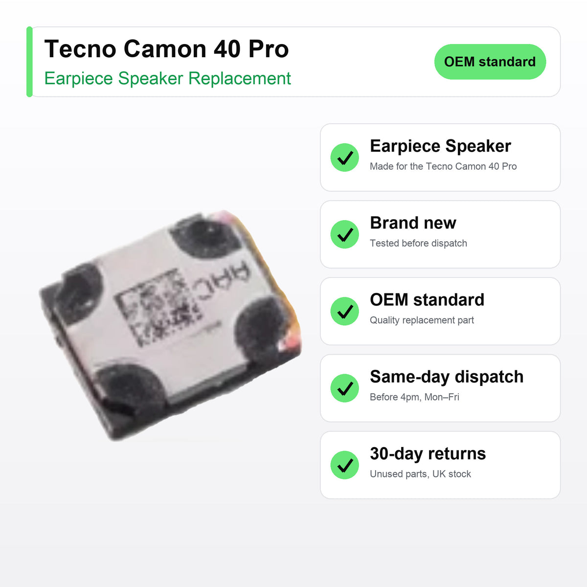 Tecno Camon 40 Pro Earpiece Speaker Replacement key facts