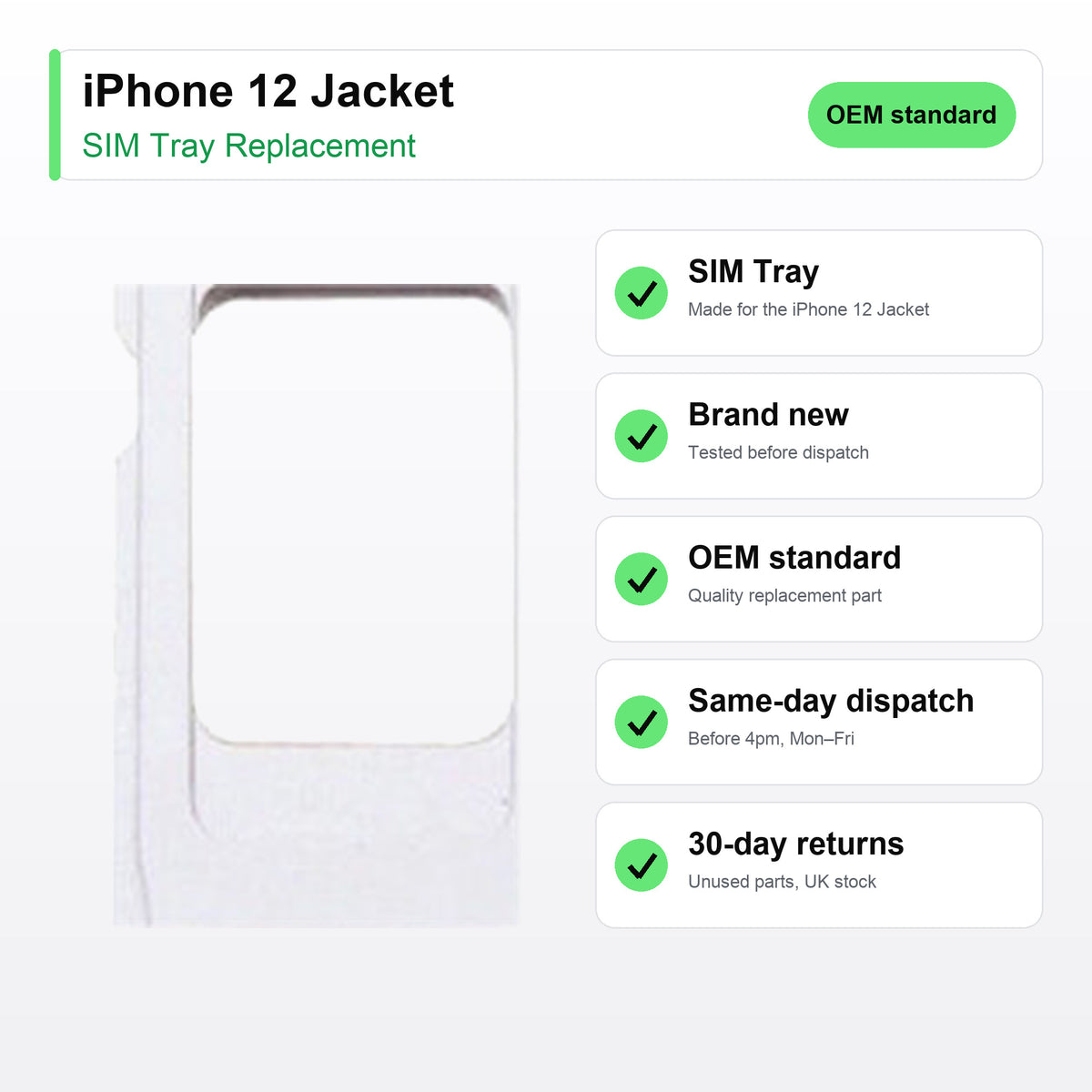 iPhone 12 Jacket SIM tray key facts: brand new, tested, same-day UK dispatch