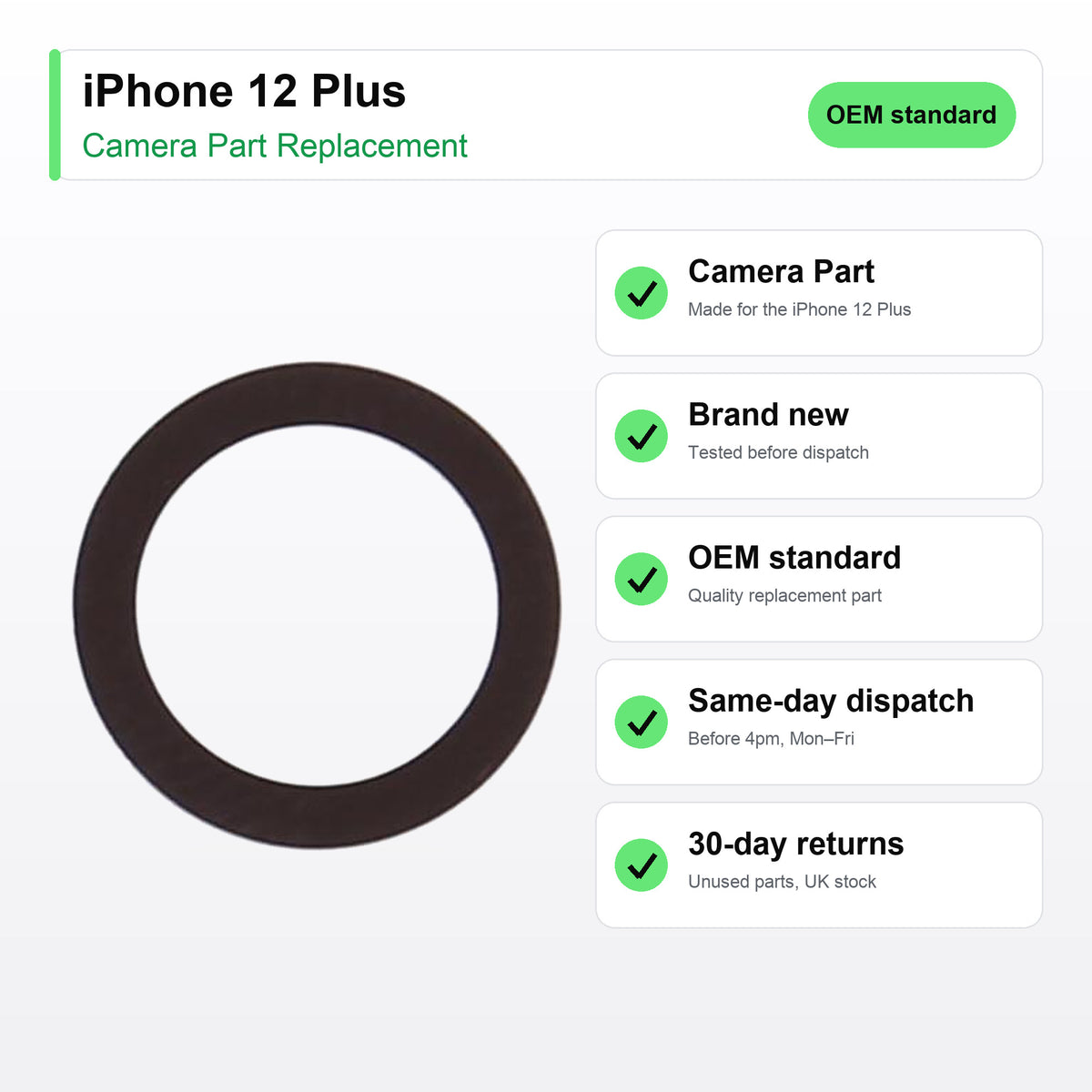 iPhone 12 Plus camera lens key facts: brand new, tested, same-day UK dispatch
