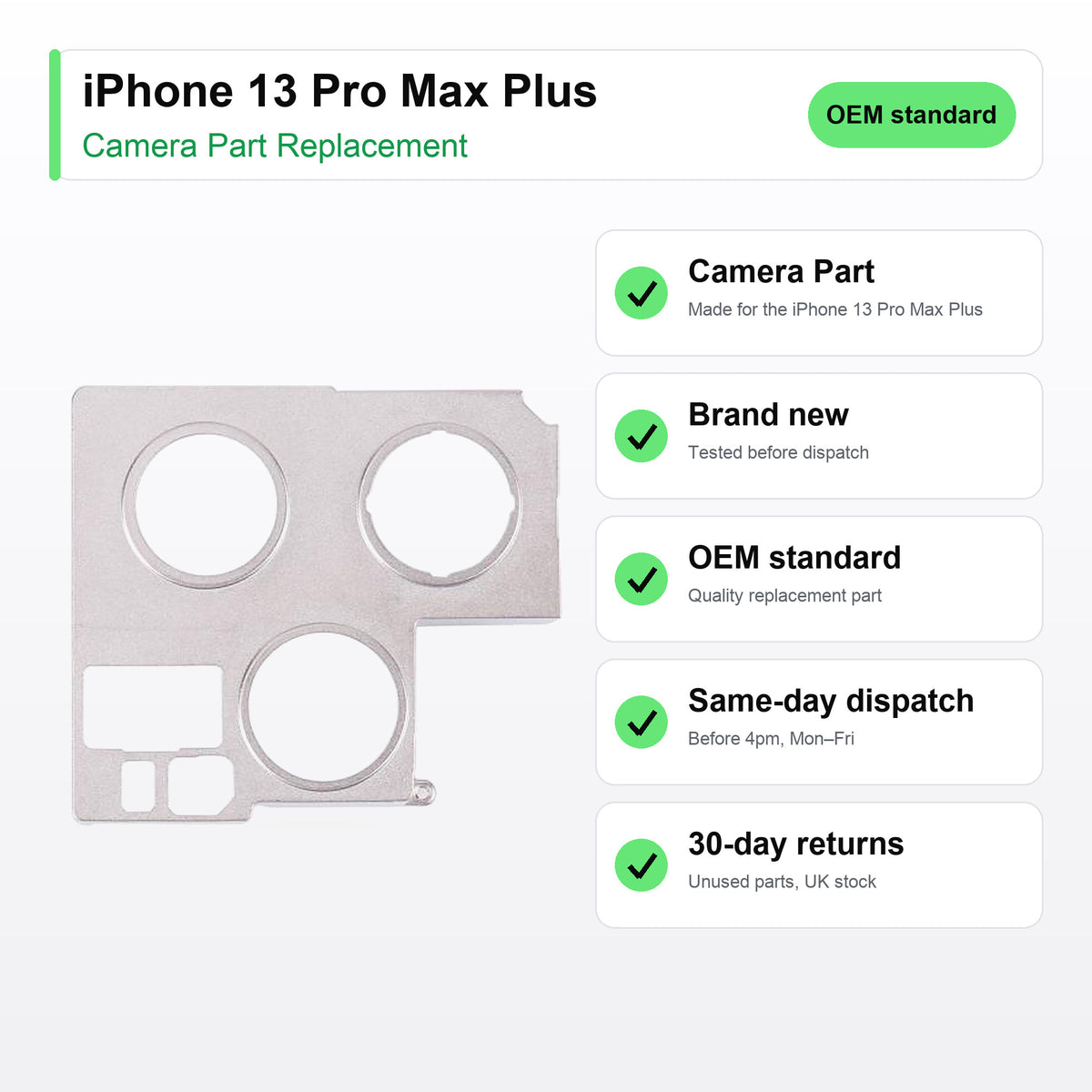 iPhone 13 Pro Max Plus camera lens key facts: brand new, tested, same-day UK dispatch