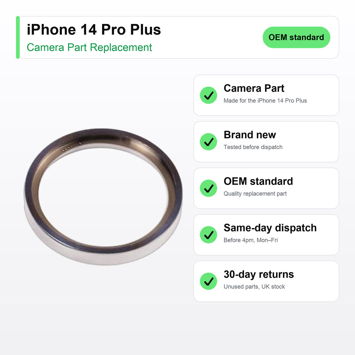 iPhone 14 Pro Plus camera lens key facts: brand new, tested, same-day UK dispatch