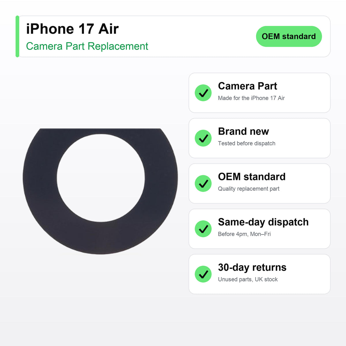 iPhone 17 Air camera lens key facts: brand new, tested, same-day UK dispatch