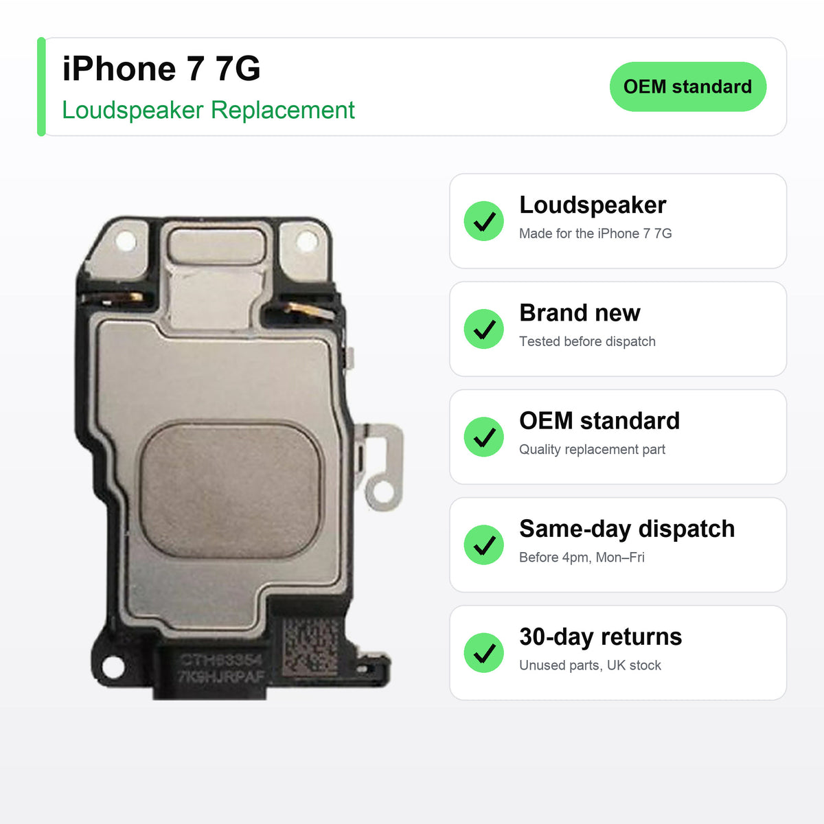 iPhone 7 7G loudspeaker key facts: brand new, tested, same-day UK dispatch