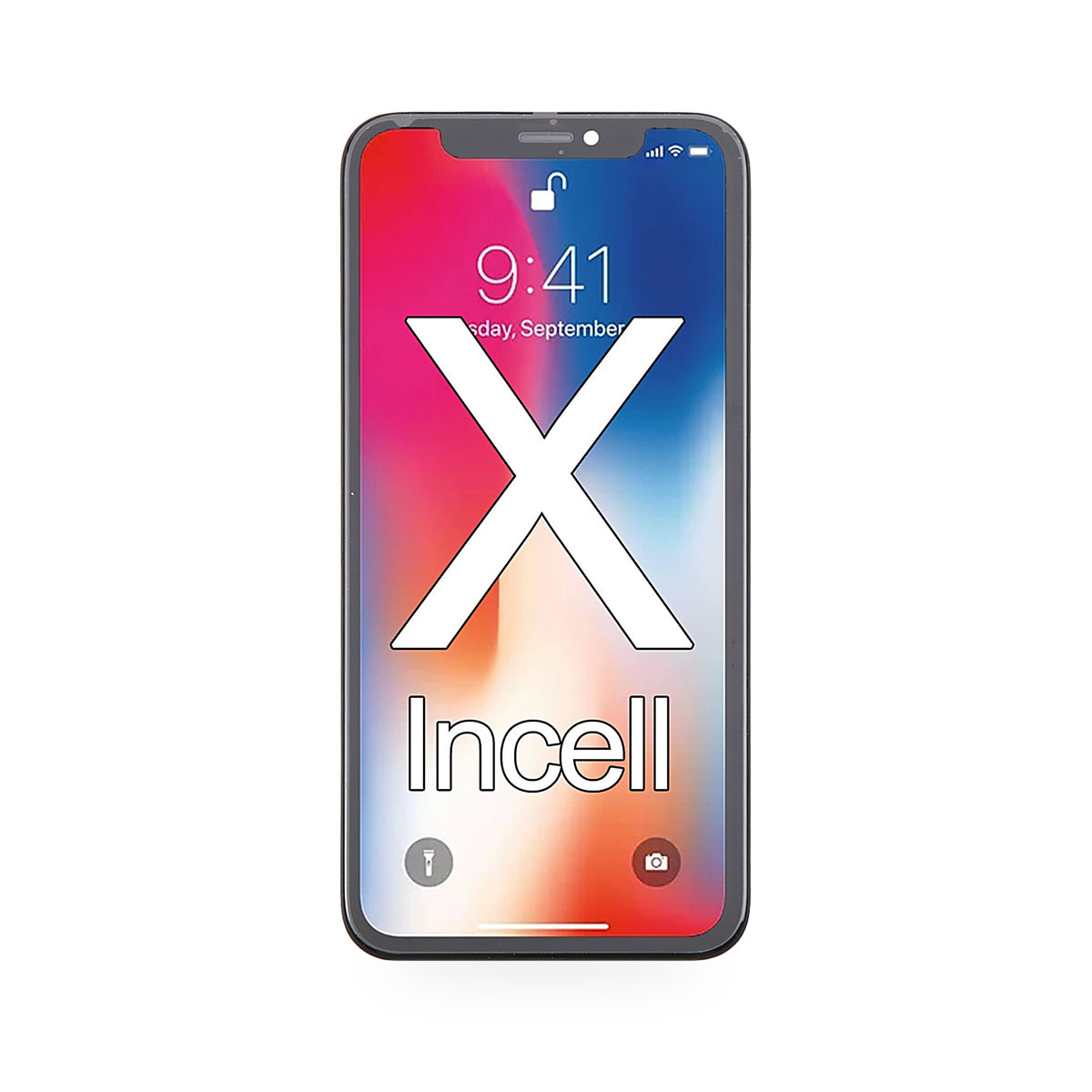 iPhone X In Cell LCD Screen and Touch Digitiser Assembly Replacement - new OEM standard screen on white background