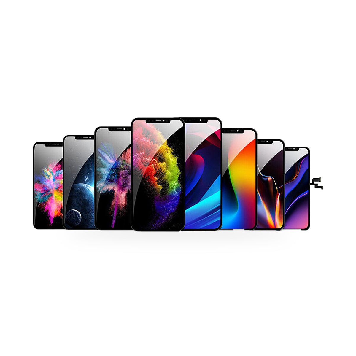 iPhone X XR XS Max 11 12 Pro Max LCD Screen and Touch Digitiser Assembly Replacement - new OEM standard screen on white backg