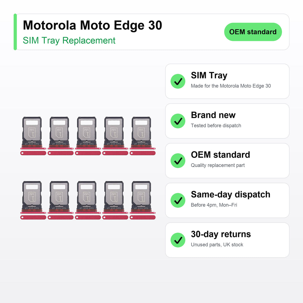 Motorola Moto Edge 30 SIM tray key facts: brand new, tested, same-day UK dispatch