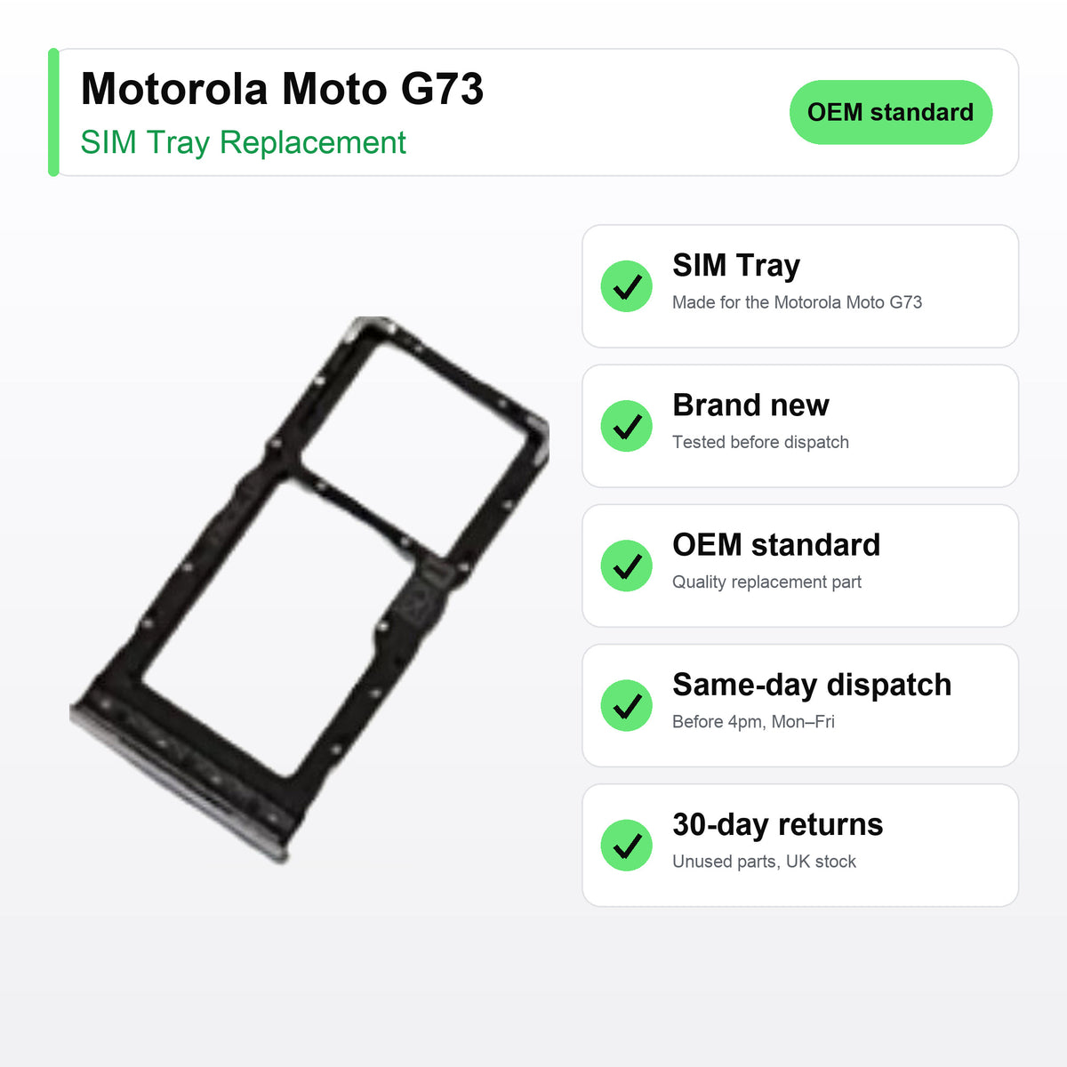Motorola Moto G73 SIM tray key facts: brand new, tested, same-day UK dispatch
