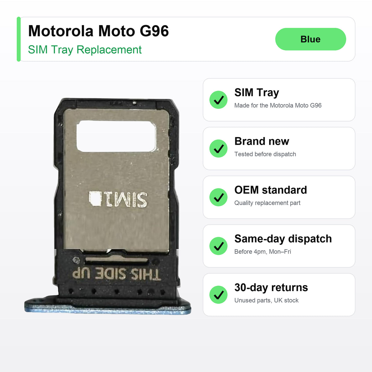 Motorola Moto G96 SIM tray key facts: brand new, tested, same-day UK dispatch
