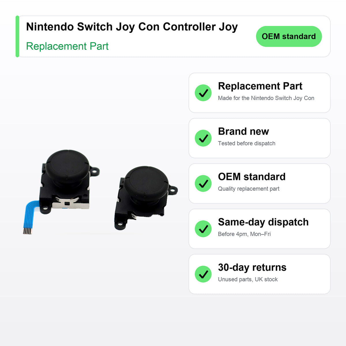 Nintendo Switch Joy Con Controller Joy Stick 2X Pack OF 2 part key facts: brand new, tested, same-day UK dispatch