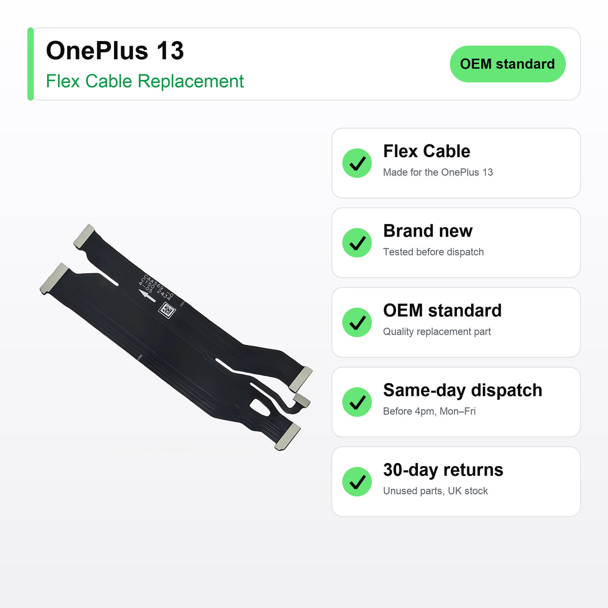 OnePlus 13 flex cable key facts: brand new, tested, same-day UK dispatch